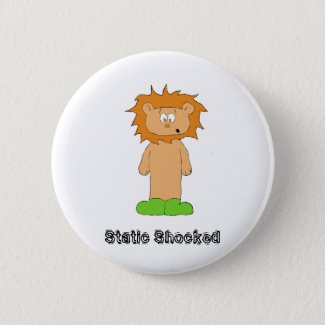 Cartoon Lion With Wild Hair Pinback Button