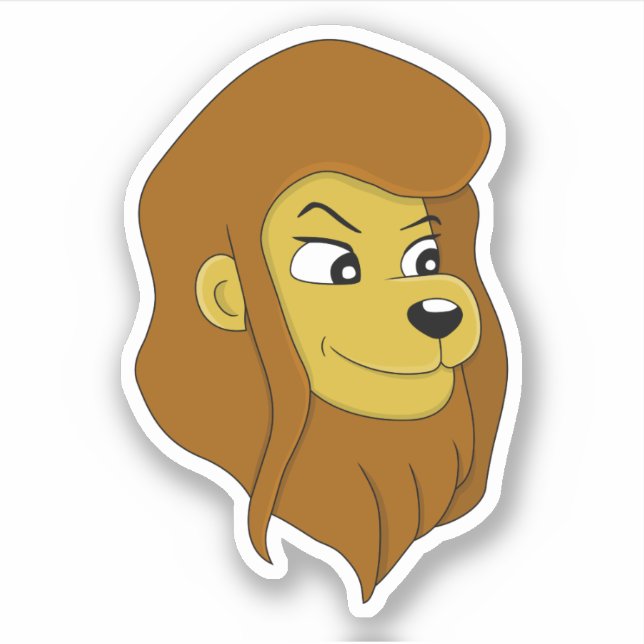 Cartoon Lion's head - vinyl sticker (Front)