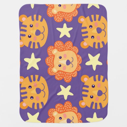 Cartoon Lions  Tigers Vintage Baby Blanket