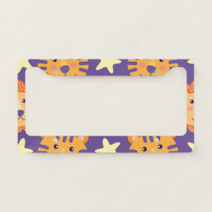 Cartoon Lions & Tigers: Vintage License Plate Frame