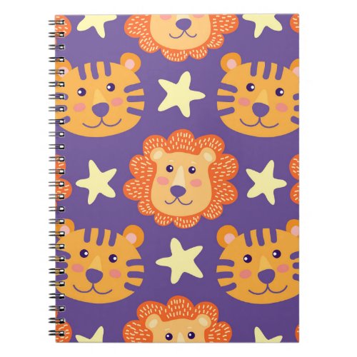 Cartoon Lions  Tigers Vintage Notebook