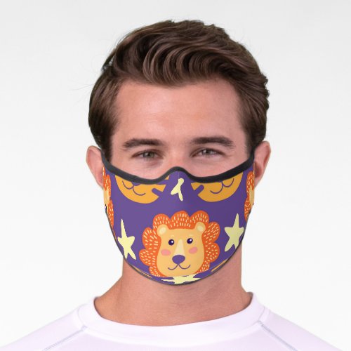 Cartoon Lions  Tigers Vintage Premium Face Mask