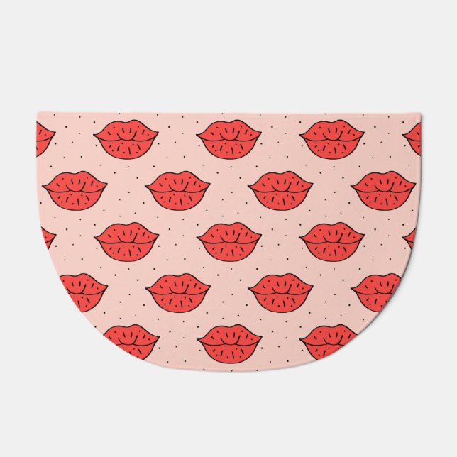 Cartoon lips: feminist doodle pattern. doormat (Front)