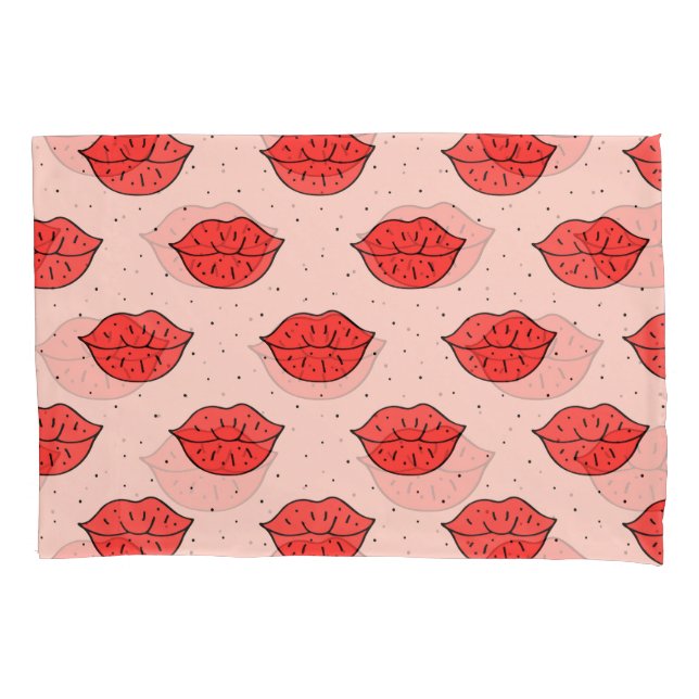 Cartoon lips: feminist doodle pattern. pillow case (Front)