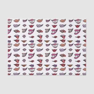 Cartoon Lipstick Smiles Fun Pattern Tissue Paper