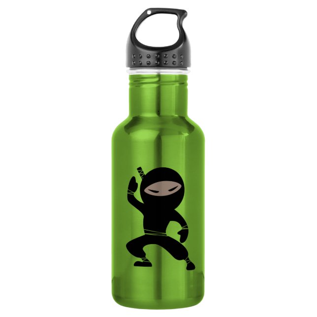 Cartoon Little Ninja Warrior Stainless Steel Water Bottle (Front)