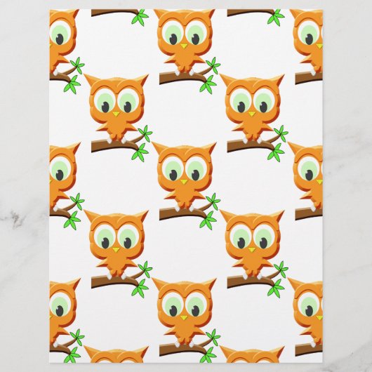 Cartoon Little Owl On Branch Pattern (Front)