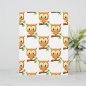 Cartoon Little Owl On Branch Pattern (Standing Front)