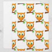 Cartoon Little Owl On Branch Pattern (Front/Back)