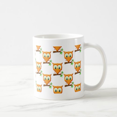 Cartoon Little Owl On Branch Pattern Coffee Mug