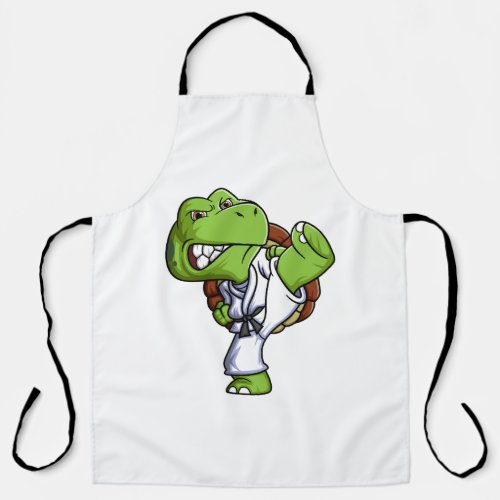 cartoon little turtle training karate apron