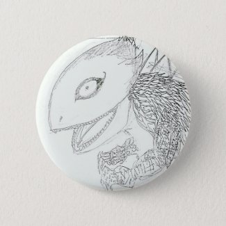 cartoon lizard monster button
