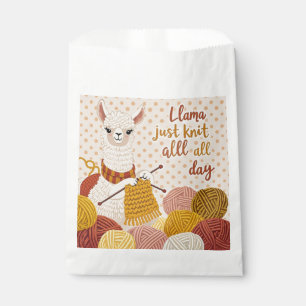 Cartoon llama wearing a knit scarf  favor bag