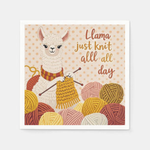 Cartoon llama wearing a knit scarf napkins