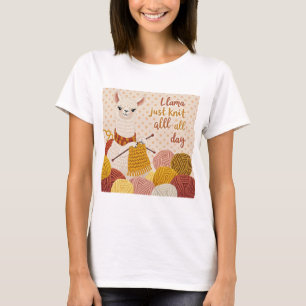 Cartoon llama wearing a knit scarf T-Shirt