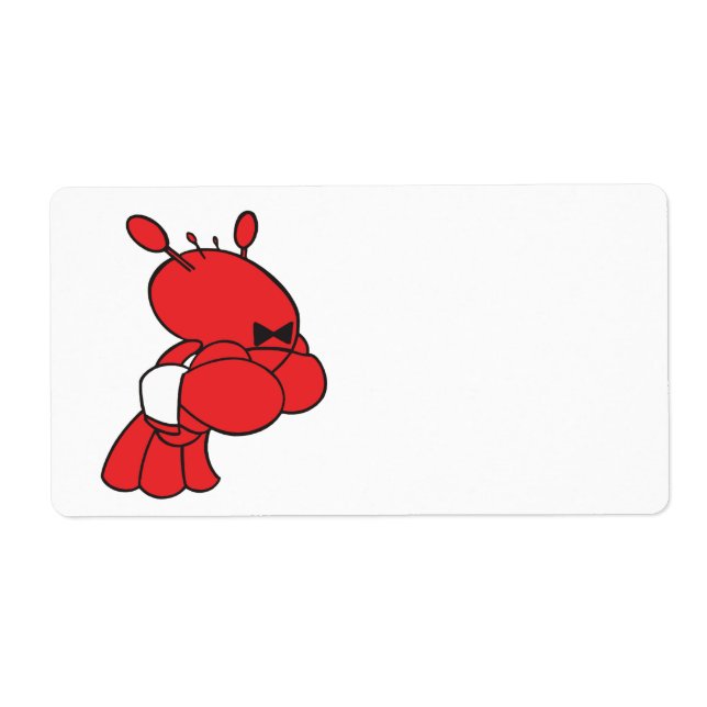 cartoon lobster waiter label (Front)