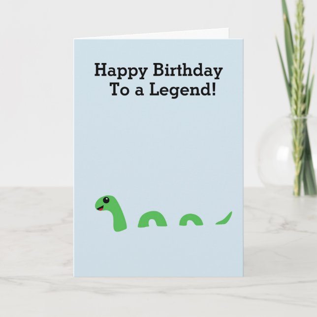 Cartoon Loch Ness Monster Funny Wishes on Birthday Card (Front)
