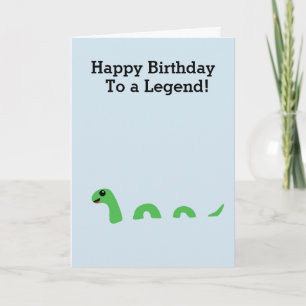 Cartoon Loch Ness Monster Funny Wishes on Birthday Card