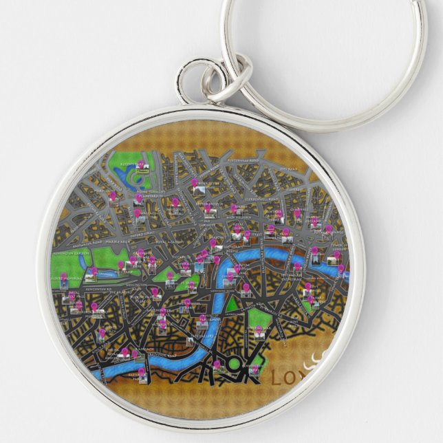 Cartoon London map Keychain (Front)