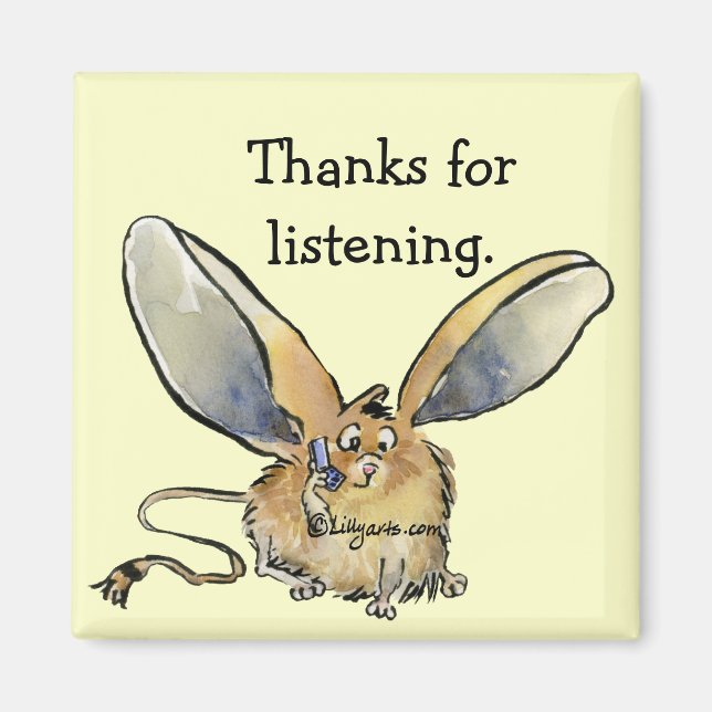 Cartoon Long Eared Jerboa Thank You Gift Magnet (Front)