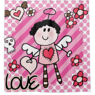 Cartoon Love Angel Shower Curtain