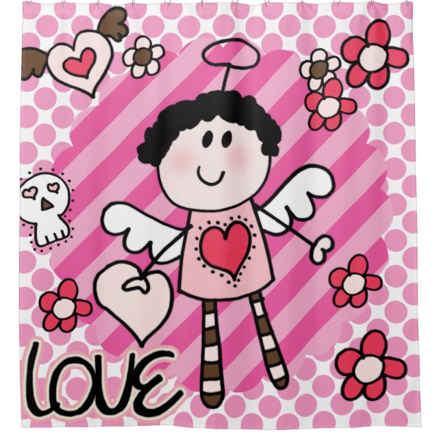 Cartoon Love Angel Shower Curtain (Front)