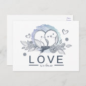 Cartoon Lovebirds Purple  Love Wedding Postcard (Front/Back)