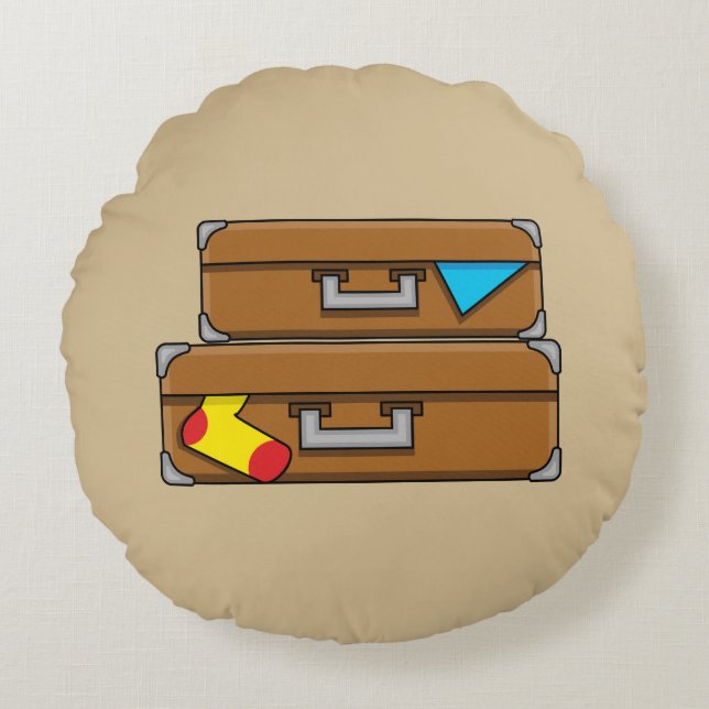 Cartoon Luggage Round Pillow (Front)