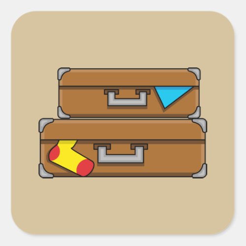 Cartoon Luggage Square Sticker