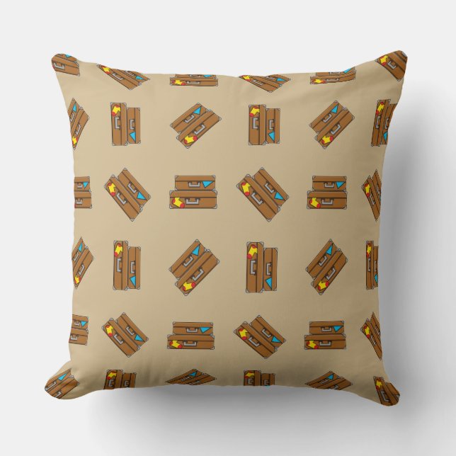 Cartoon Luggage Throw Pillow (Front)
