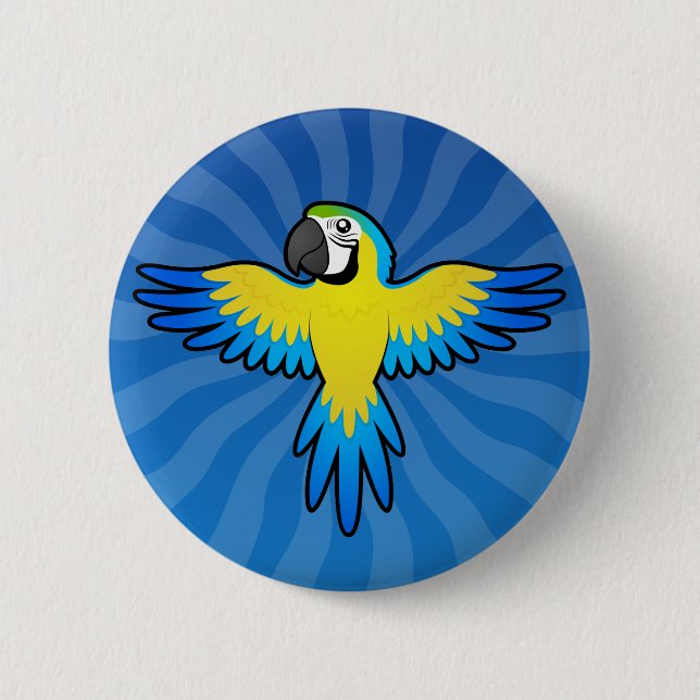 Cartoon Macaw / Parrot Pinback Button (Front)