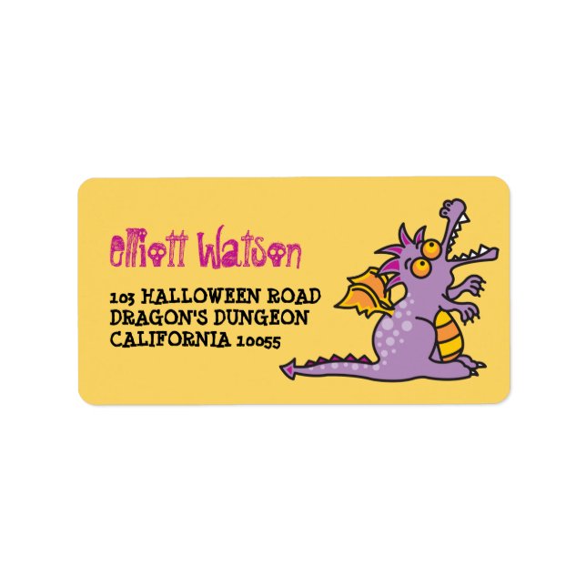 Cartoon Magic Dragon Halloween Address Labels (Front)