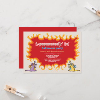 Cartoon Magic Dragons Breathe Fire Halloween Party Invitation