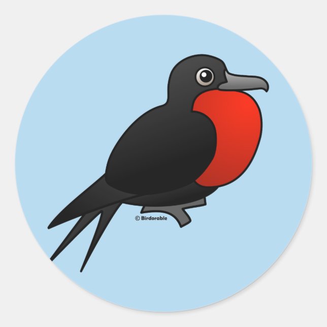 Cartoon Magnificent Frigatebird Classic Round Sticker (Front)