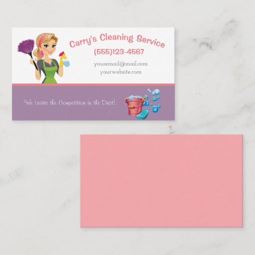 Cartoon Maid Cleaning Service Business Card | Zazzle