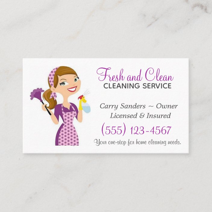 Cartoon Maid House Cleaning Service Business Card | Zazzle.com