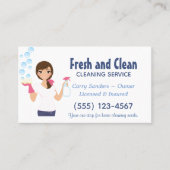 Cartoon Maid House Cleaning Service Business Card (Front)
