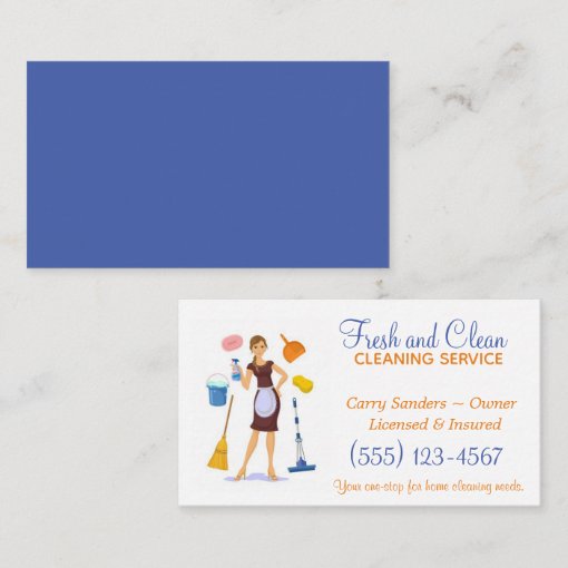 Cartoon Maid House Cleaning Service Business Card | Zazzle