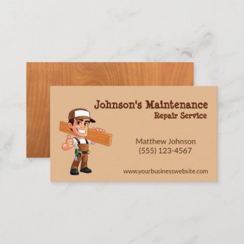 Cartoon Maintenance Repair Service Guy Business Card by tyraobryant at Zazzle