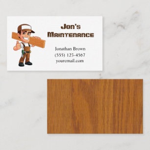Cartoon Maintenance Repair Service Guy Business Card