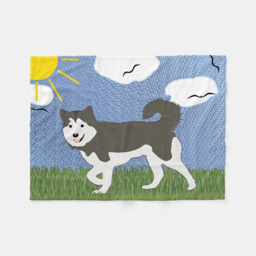 Cartoon Malamute v3 Fleece Blanket