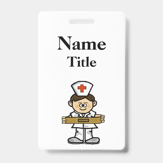Cartoon Male Nurse Badge  Customize It! (Front)