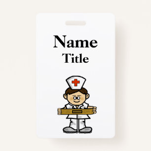 Cartoon Male Nurse Badge Customize It!