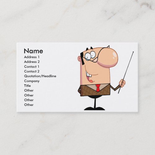 cartoon male teacher character business card