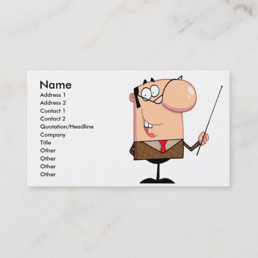 Customizable cartoon male teacher character business card