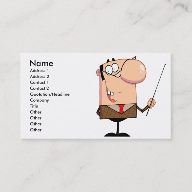 cartoon male teacher character business card (Front)