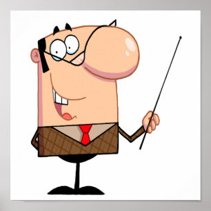 cartoon male teacher character poster