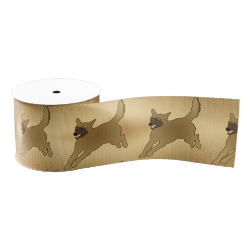 Cartoon Malinois Jumping Grosgrain Ribbon