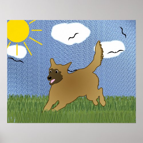 Cartoon Malinois Jumping Poster