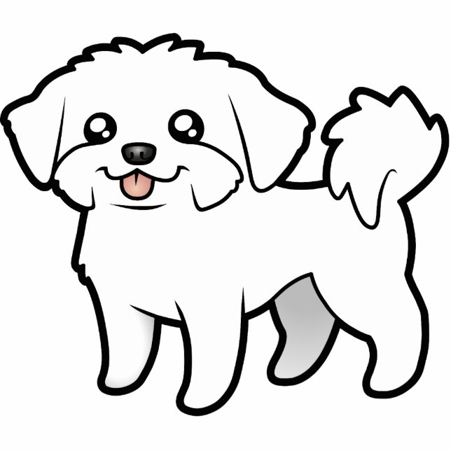 Cartoon Maltese (puppy cut) Cutout (Front)